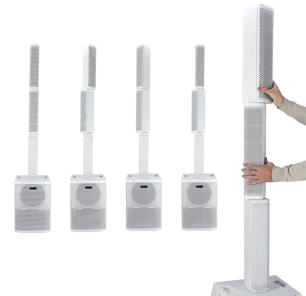 Rockville TITAN ARRAY SYSTEM WHITE Pro Powered Column Array Speaker Dual 10" Sub