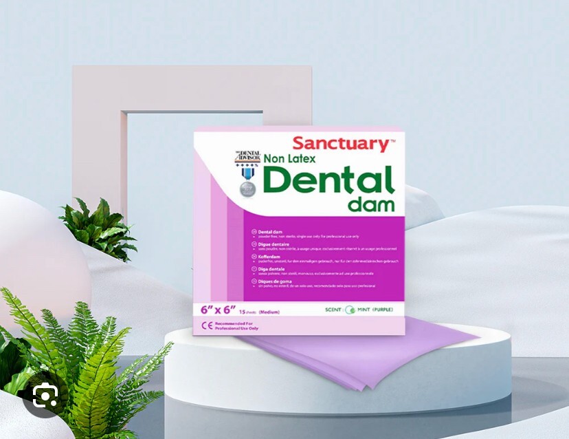 6"x6"X0.25mm NON LATEX Sanctuary Dental Rubber Dam Spearmint 15/PK LATEX FREE