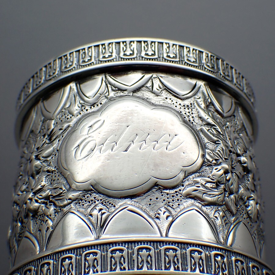 Repousse Napkin Ring Sterling Silver Mono Edna
