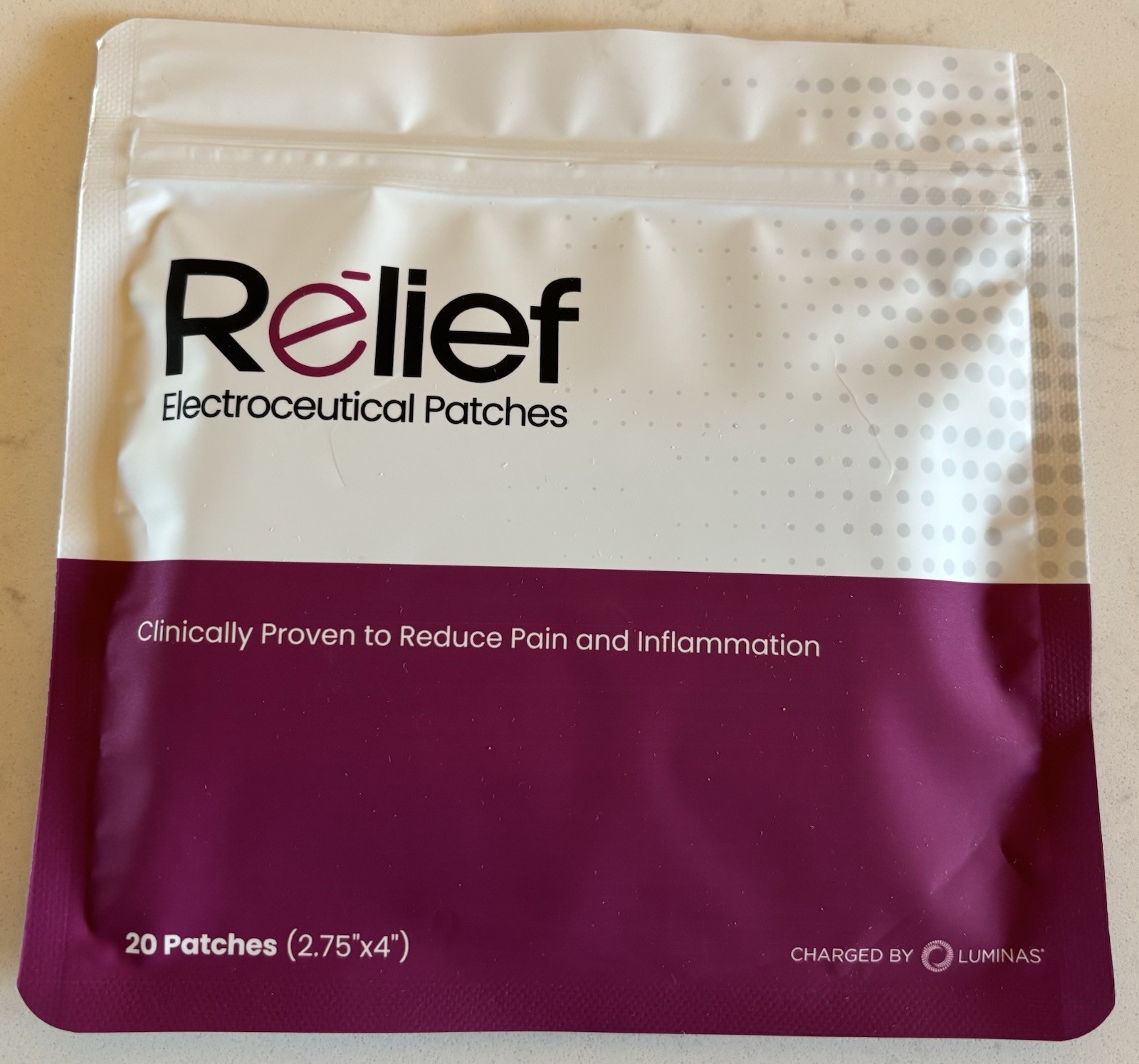 Luminas Relief Electroceutical Patches Reduce Pain 20 Patches (2.75" X 4") Each