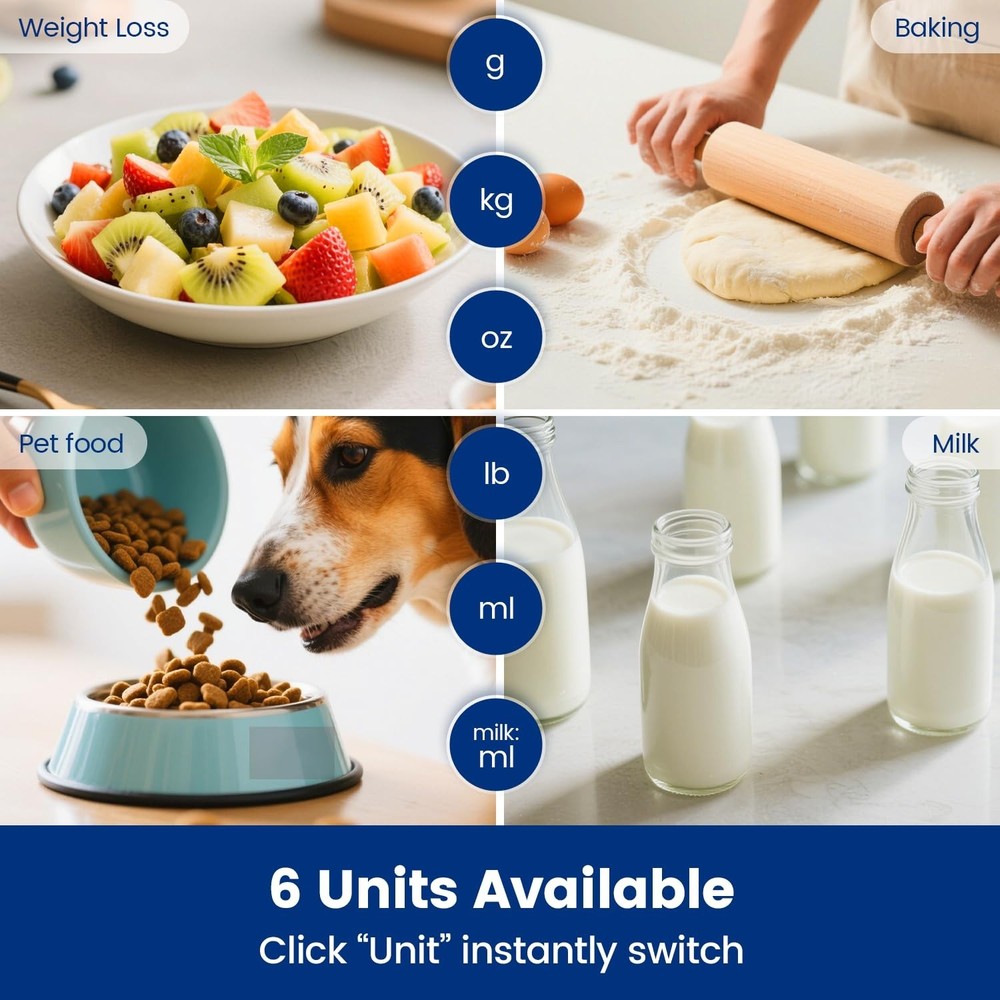 33 lb USB Rechargeable Digital Kitchen Scale - Precision Baking & Cooking Tool