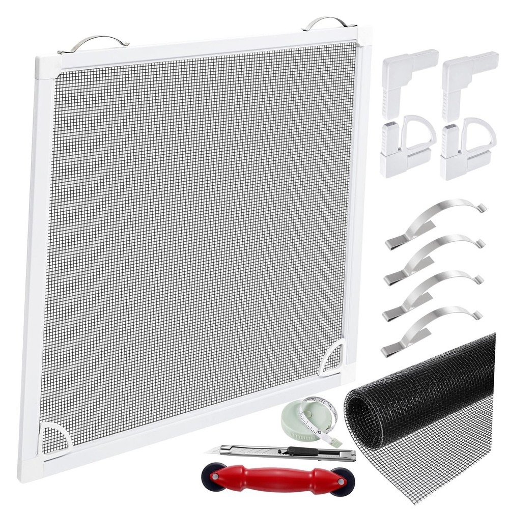 Window Screen Frame Kit Fiberglass Window Screen Replacement White 48inX48in