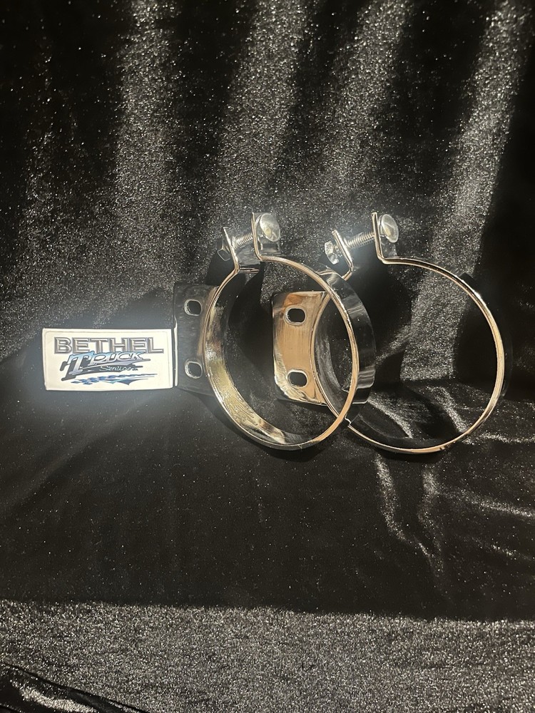 (2) Peterbilt 5" Exhaust Stack Chrome Mount Brackets Clamp United Pacific 10294