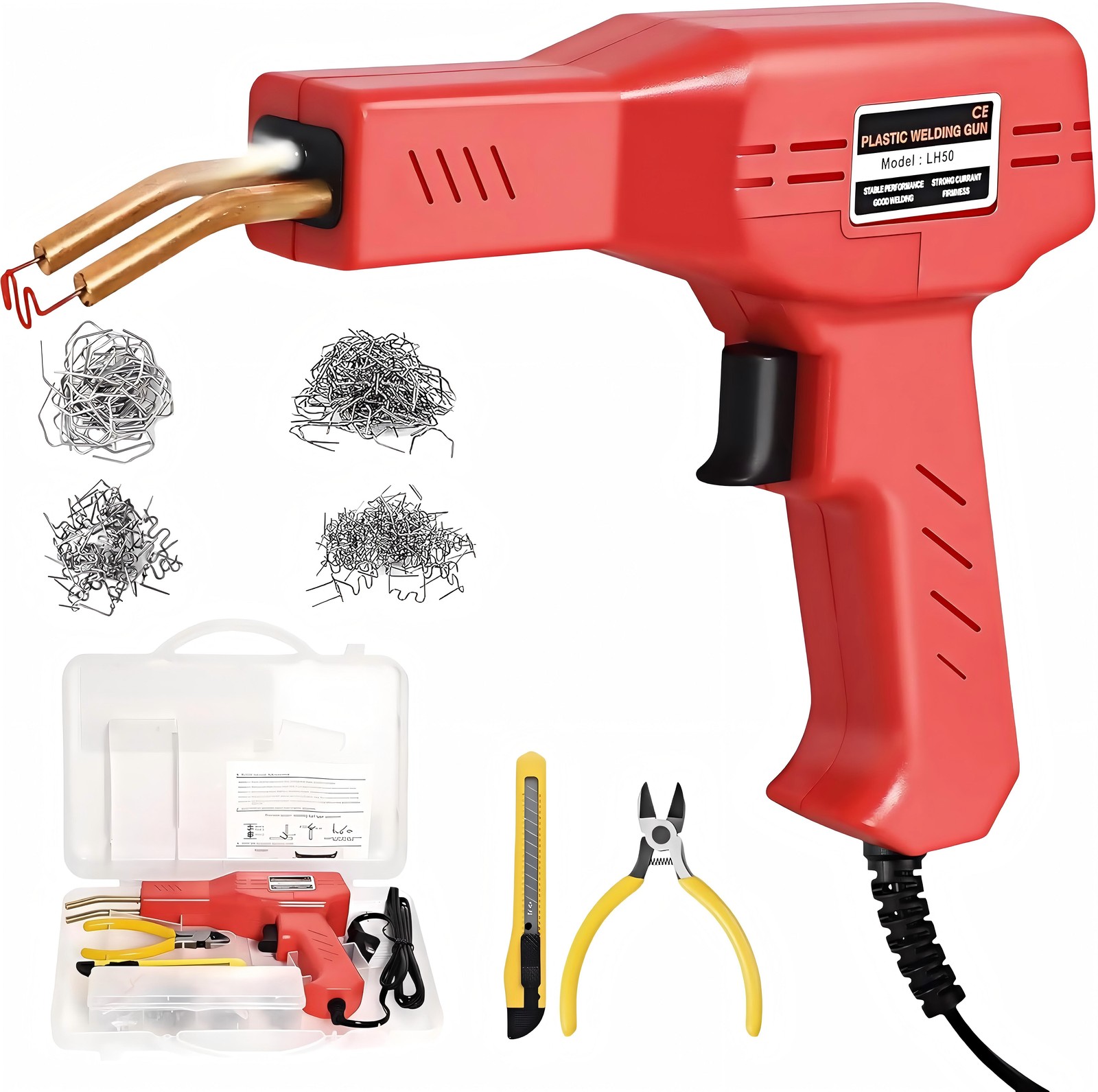 Plastic Welder Kit Soldering Hot Stapler Bumper Repair Welding Gun 200 Staples