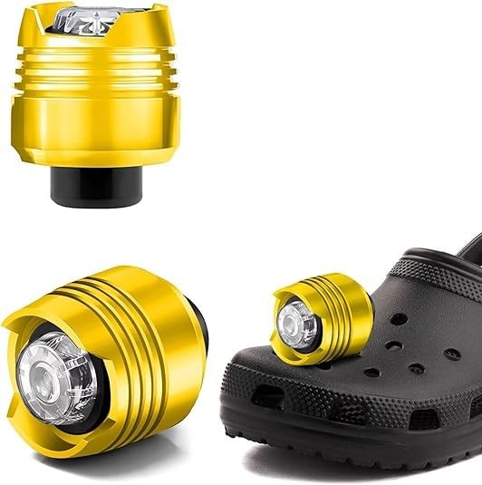 Gold Clog Lights 2PCS, Rechargeable LED Shoe Clips with 3 Light Modes, Waterp...