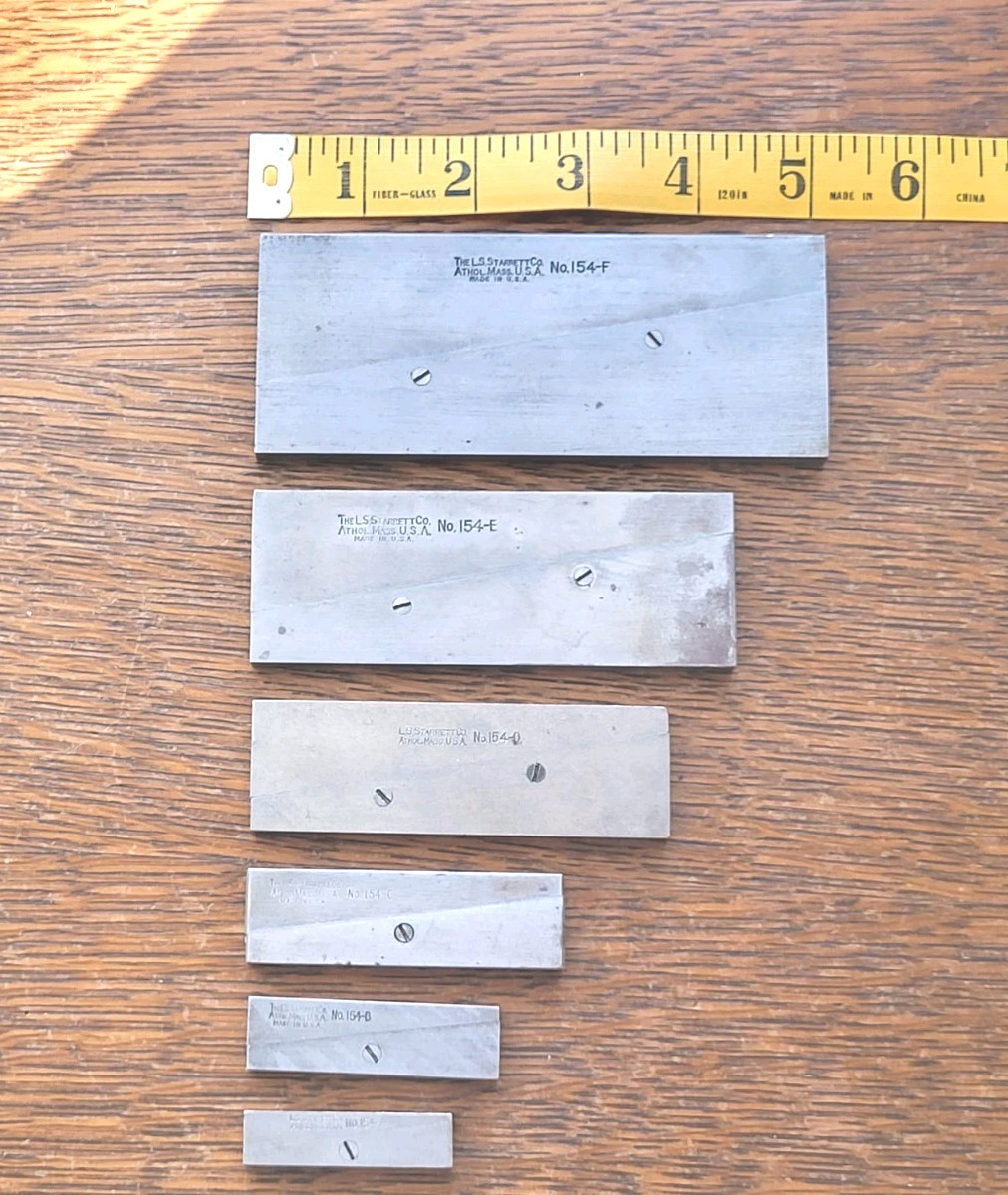 (6) Vintage L. S. Starrett No. 154 Parallels (A-F) Machinist Tools USA