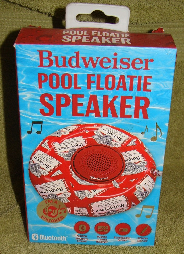 NIB, Budweiser  Pool Floatie Bluetooth Speaker/Drink Holder