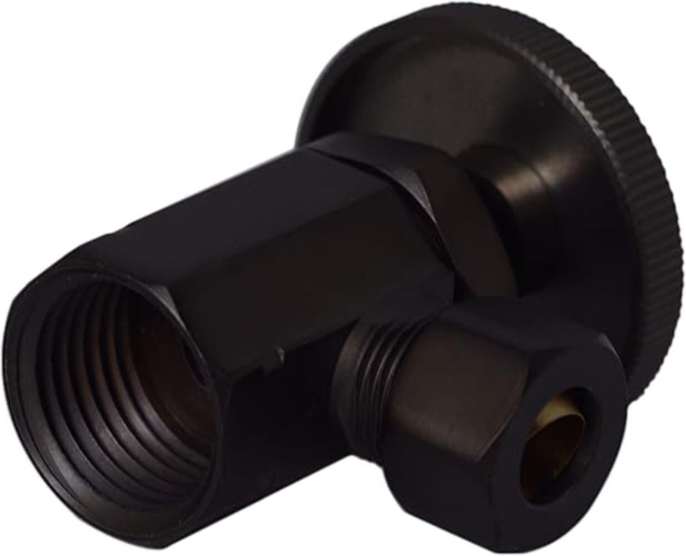 Premium Matte Black Round Handle Angle Stop Valve