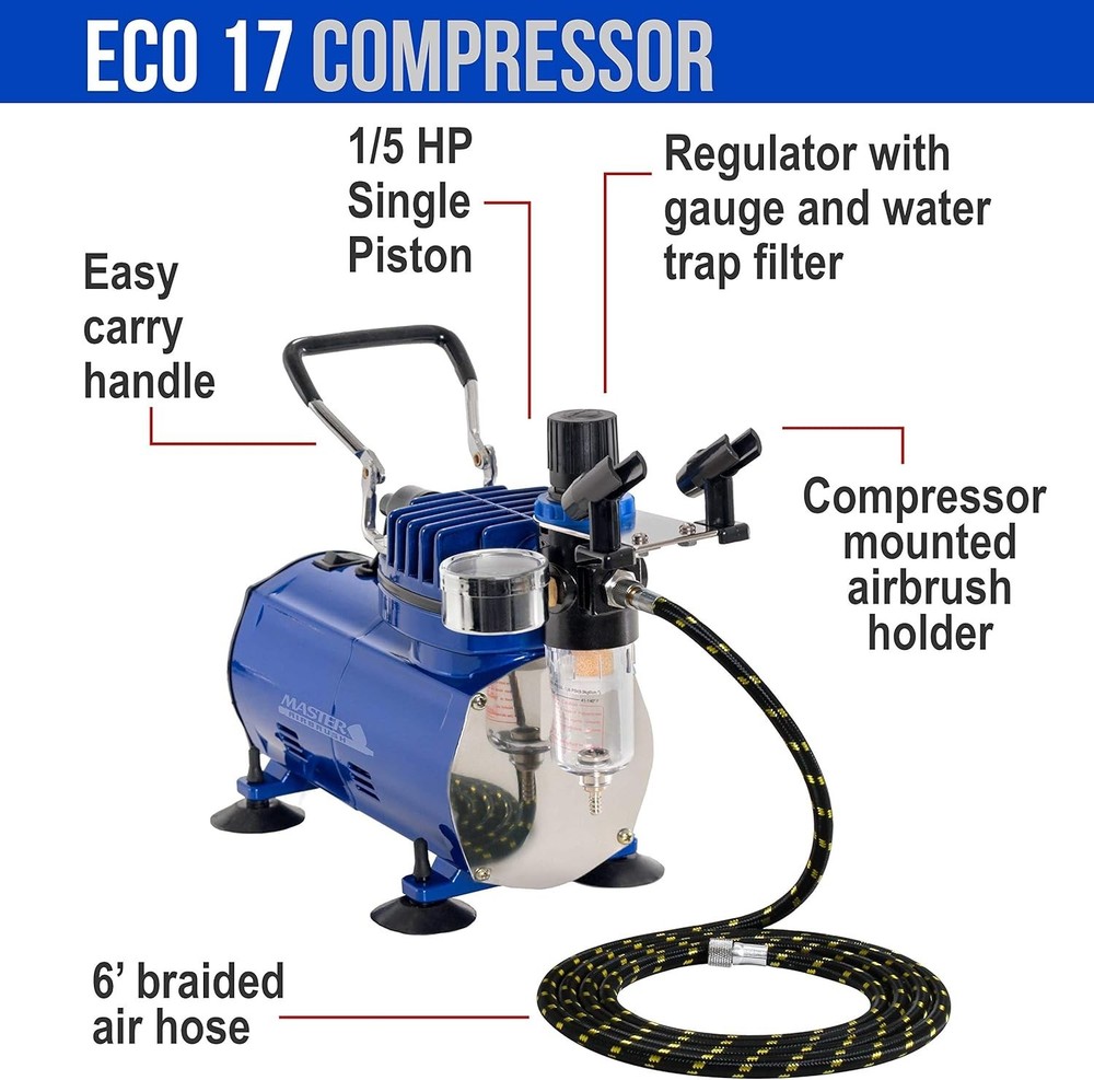Professional Airbrush Kit - Includes Compressor, Fluid Cup & Hose for Beginners