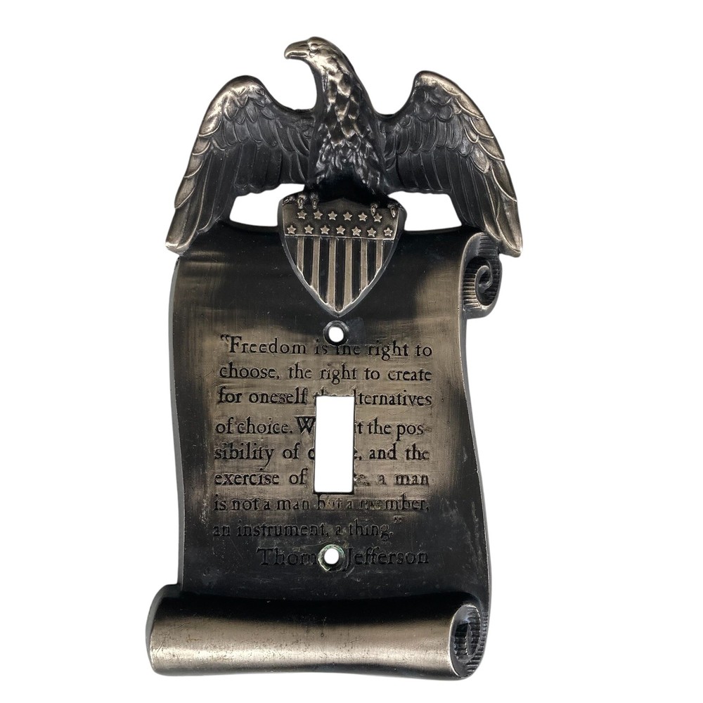 Brass Eagle Scroll Single Light Switch Plate Cover Thomas Jefferson GIM M.C. Co.