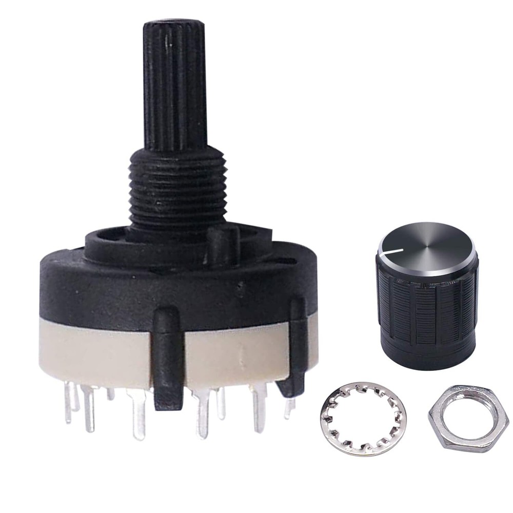 Rotary Switch 4-Pole 3-Position Single Deck with 3 Knobs for Channel Selection