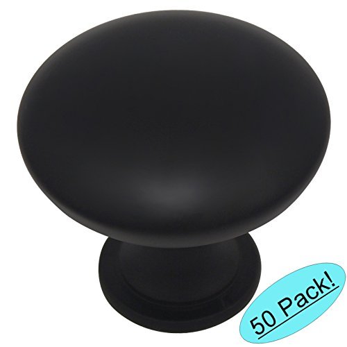 *50 Pack* Cosmas Flat/Matte Black Traditional Solid Round Cabinet Knobs #5305FB