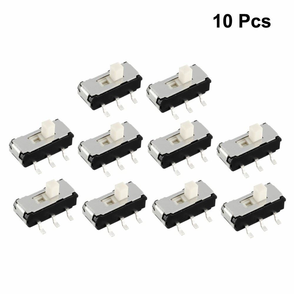 10Pcs 2mm Vertical Slide Switch DPDT 2P2T 6 Terminals PCB Panel Latching