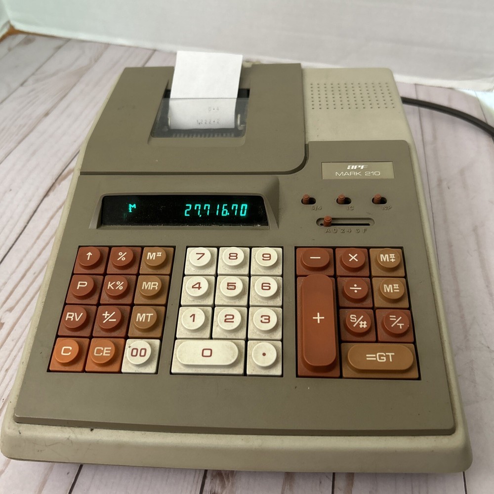 Vintage APF Mark 210 Adding Machine - Tested & Working - With Dust Cover