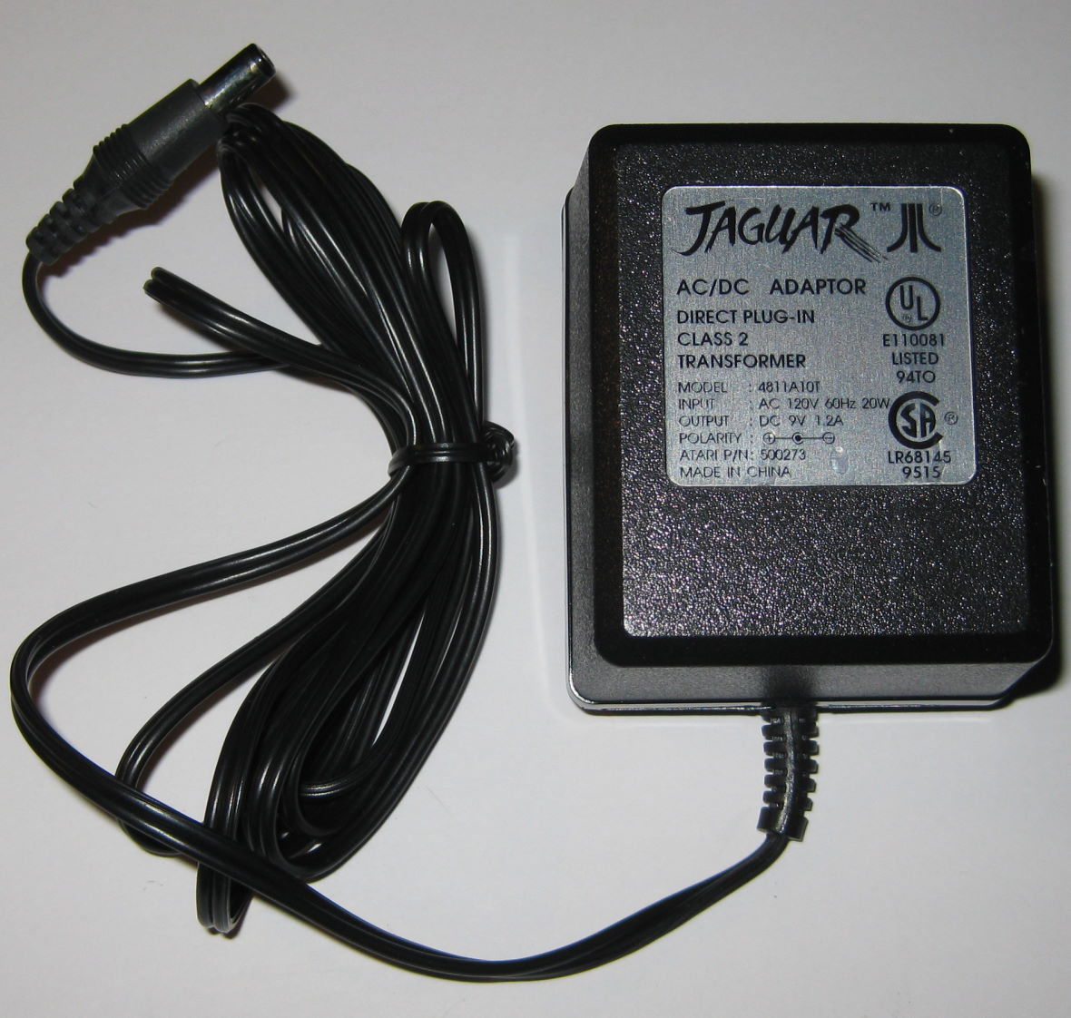 Jaguar 9V DC - 1.2 Amp Atari Power Adapter - 1200 mA - 120 V Input - 5.5mm Plug