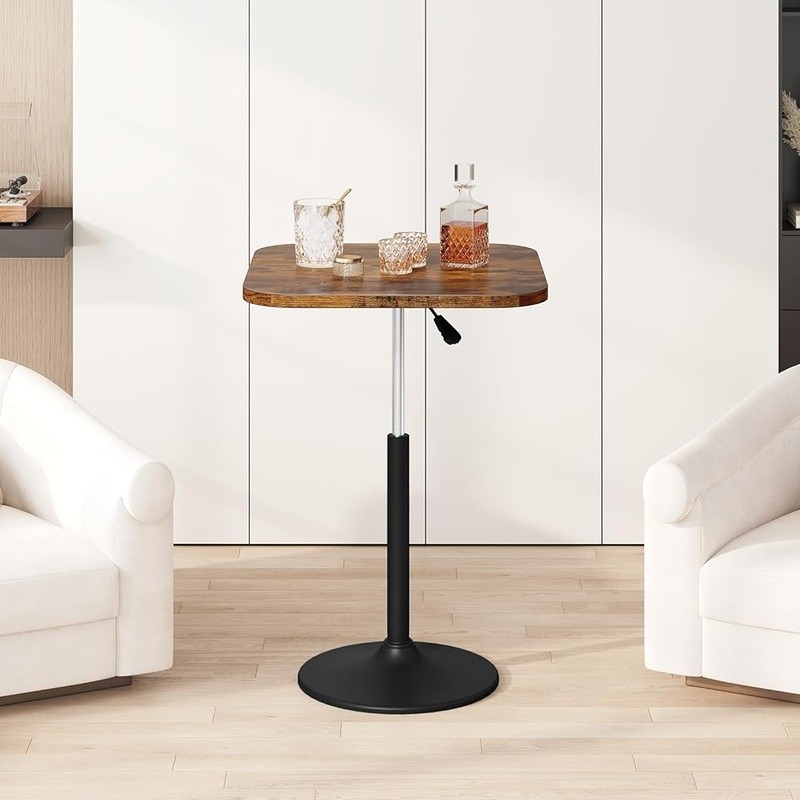 Adjustable Height 360° Rotating Bar Table Sturdy Metal Base Easy Assembly New