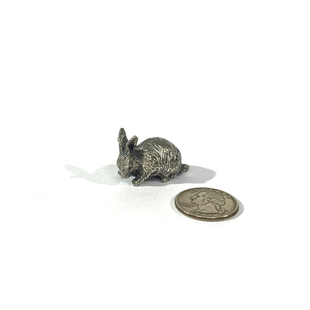 vintage solid silver rabbit miniature , hallmarked figurine