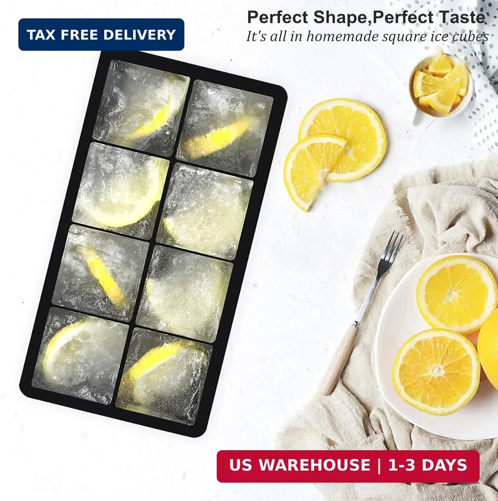 Bangp Large Ice Cube Tray for Whiskey,2 Pack Stackable Big Ice Cube Molds Make 1