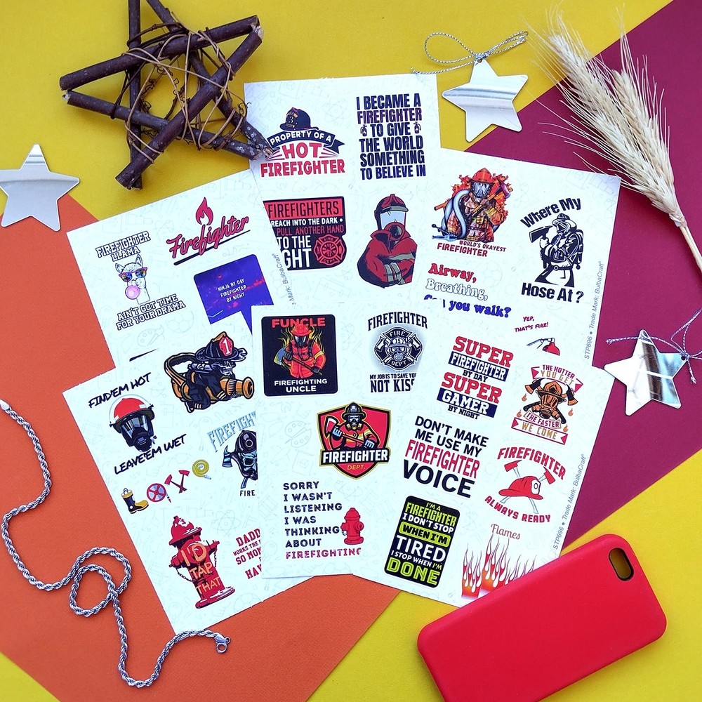 100Pcs Funny Firefighter Stickers - Fireman &