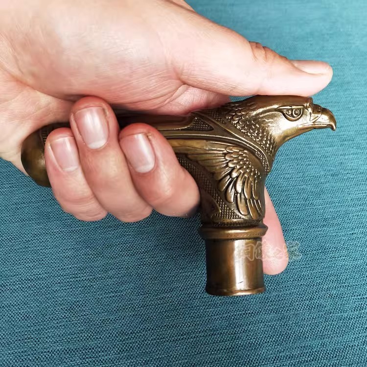 Solid Brass Eagle Head Statue Walking Stick Cane Handle Top Topper Collections