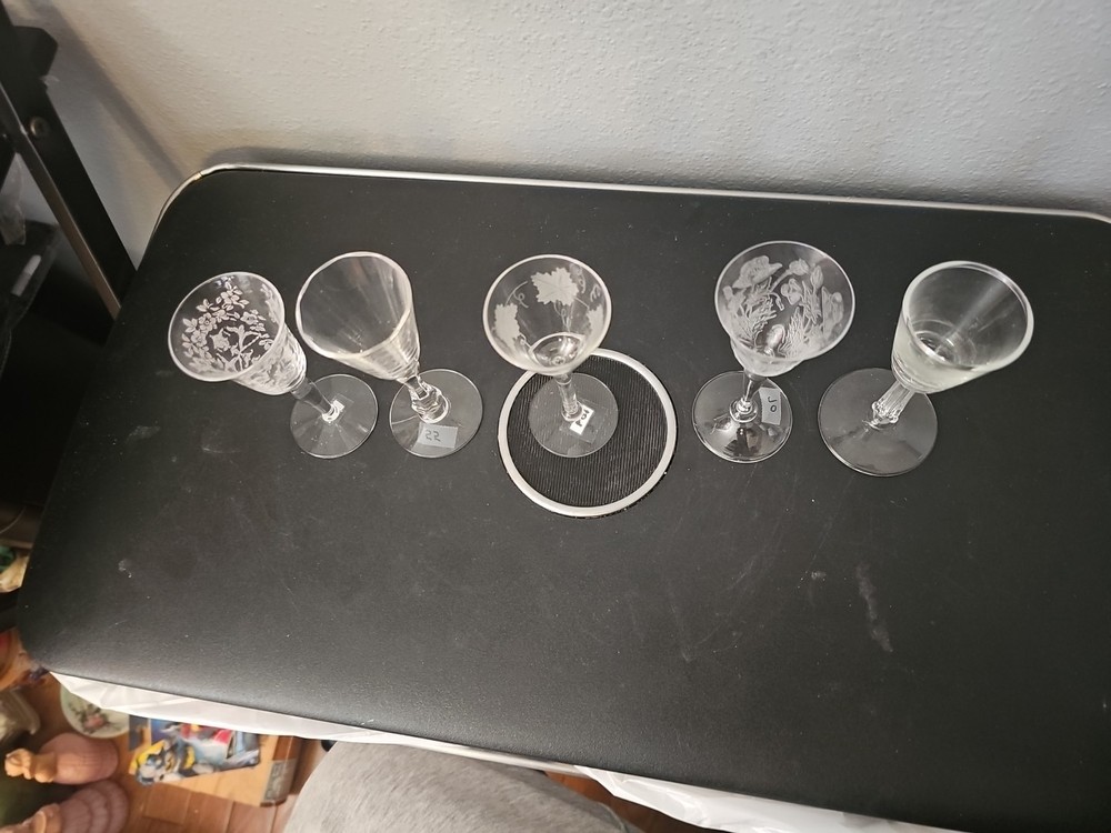 Set of 5 Different Cordial Glasses