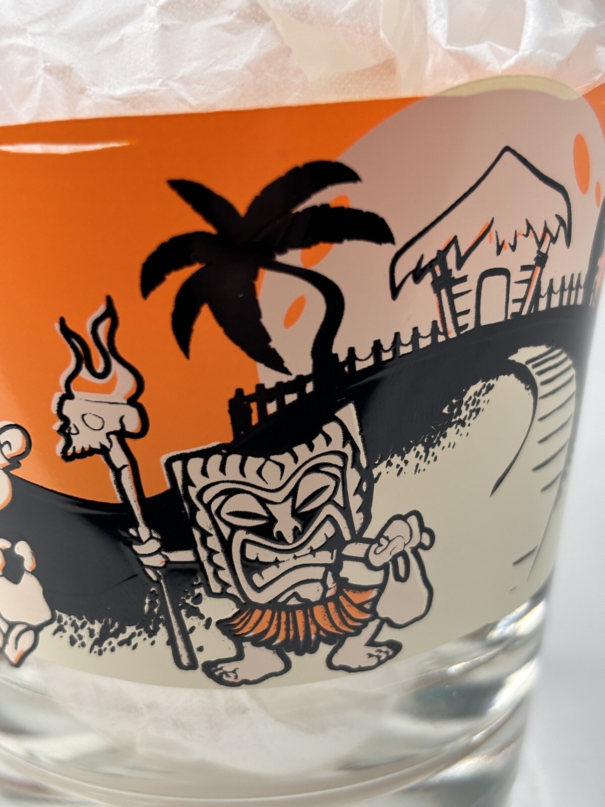 Halloween Mai Tai Glass Art by Dr Bill Tiki Bob Ghost Fez Monkey Pumpkin Ohio