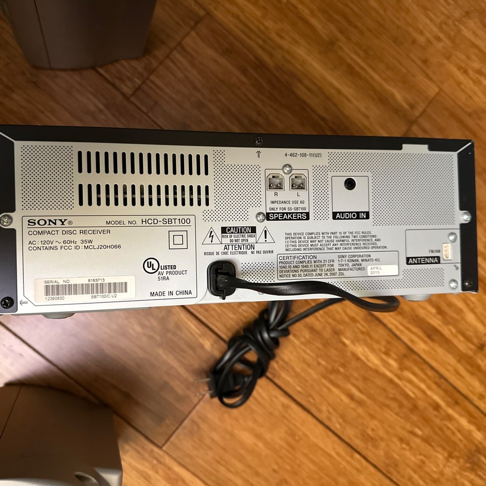 Sony HCD-SBT100 Bluetooth Micro Music System With Speaker & Remote