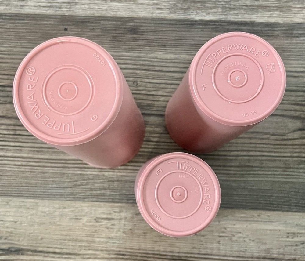 6 Vntg Retro Teal Pink Tupperware Cups Multiple Sizes Pastel Kitchen Cups Drinks