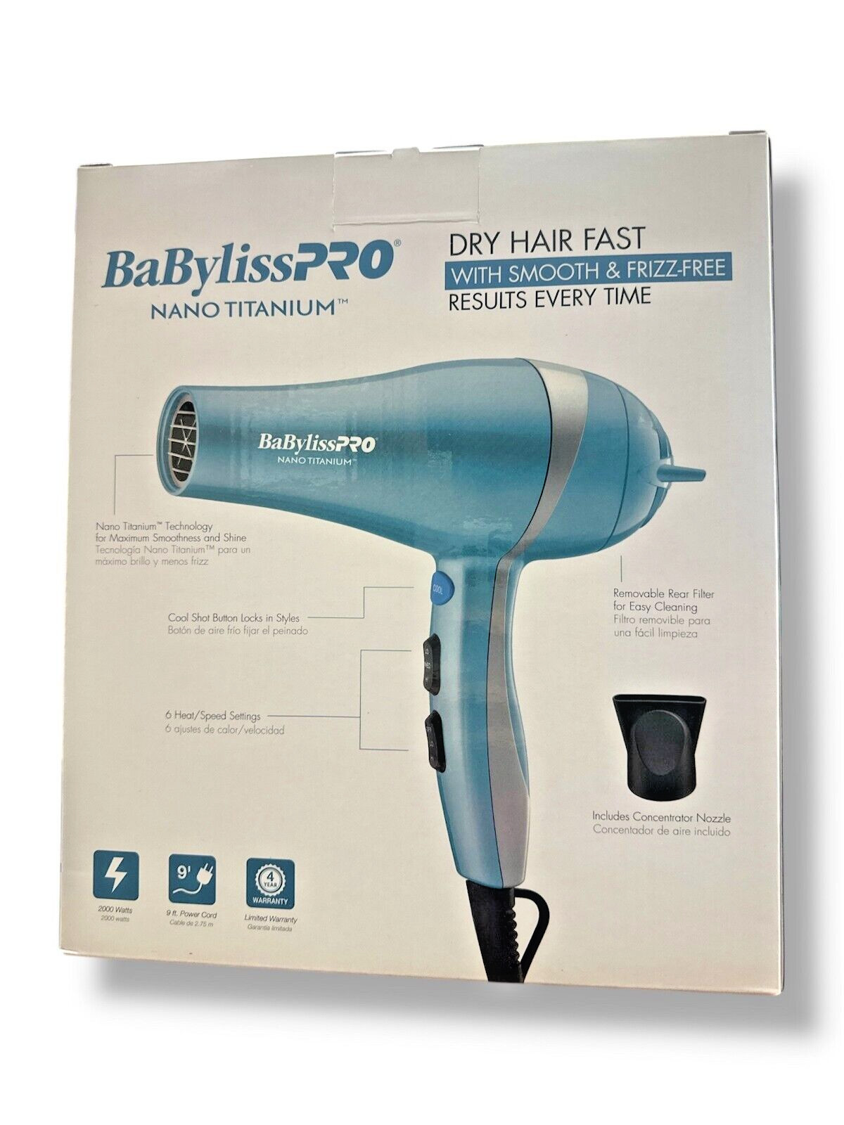 BaBylissPRO Nano Titanium Professional 2000 Watt Hair Dryer BNT5548