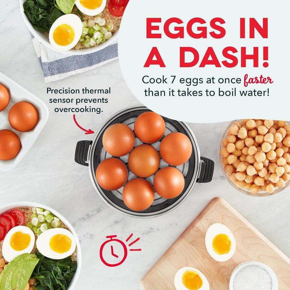 Dash Rapid Egg Cooker, 7 Eggs, BPA-Free, Black