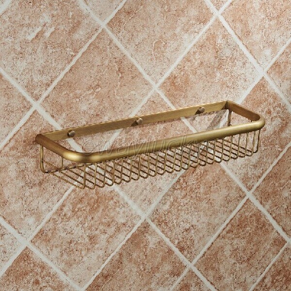 45cm Antique Brass Bathroom Accessory Shower Shelf Storage Basket Holder wba031