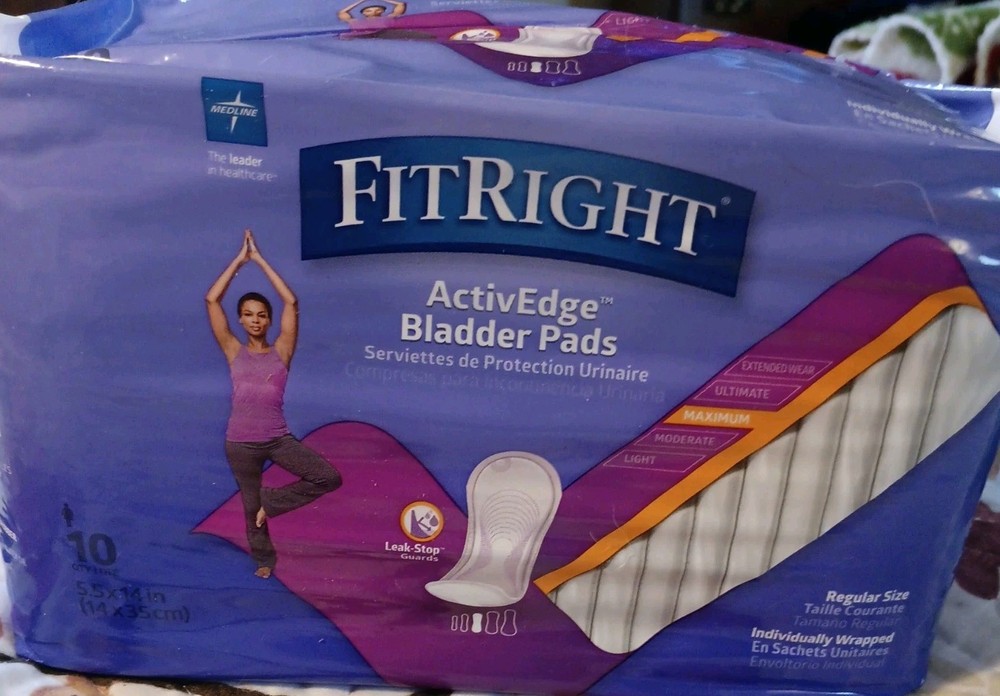 Medline FitRight ActivEdge Bladder Pads Maximum Level 10ct New