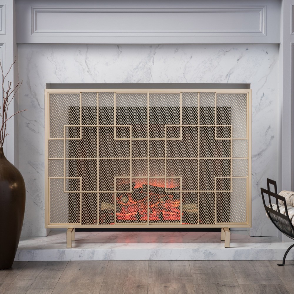 Fireproof Screen Gold Iron Single-Panel Diamond Mesh