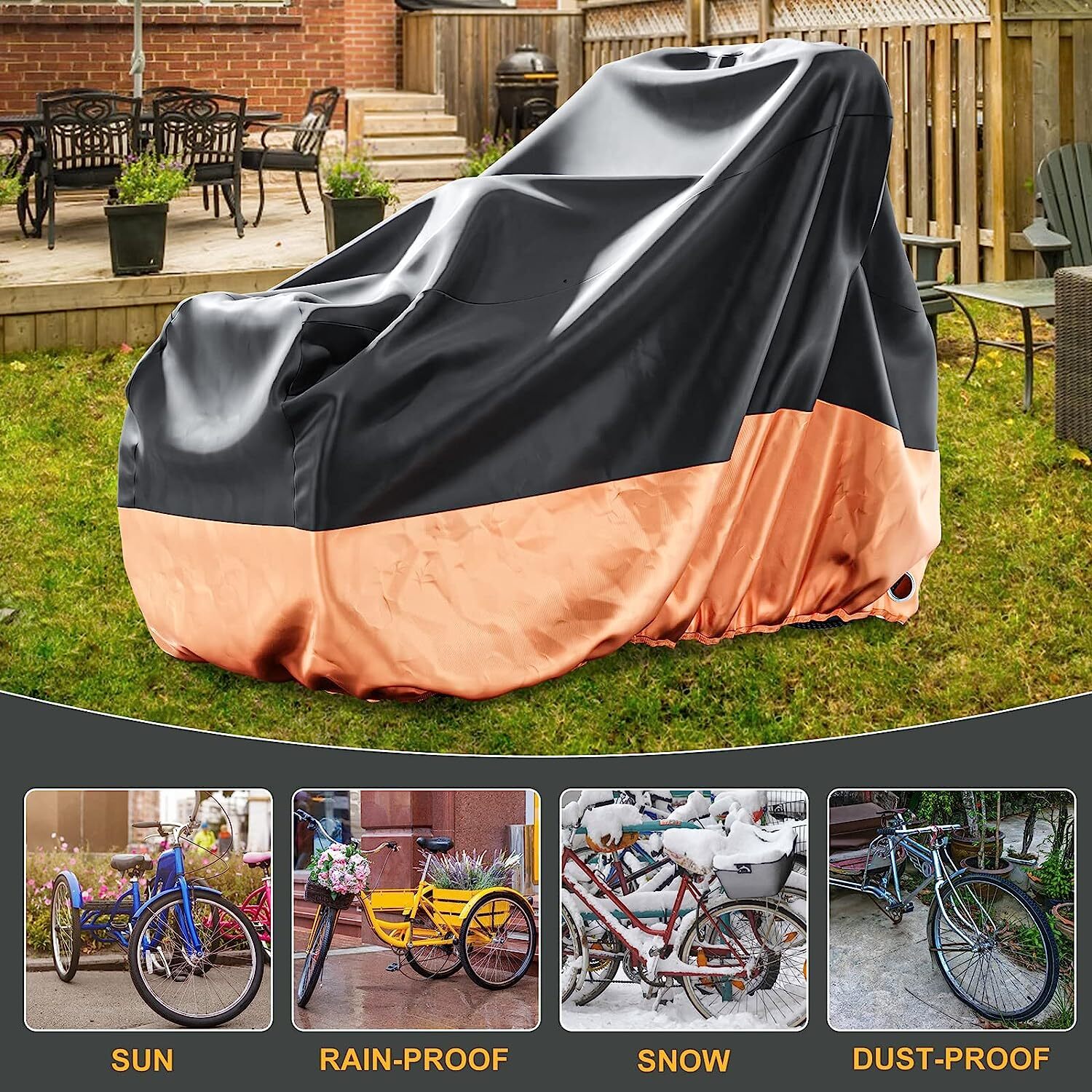 MOPHOTO Bike Cover Adult Tricycle Cover Waterproof Anti-UV Bicycle With CarryBag