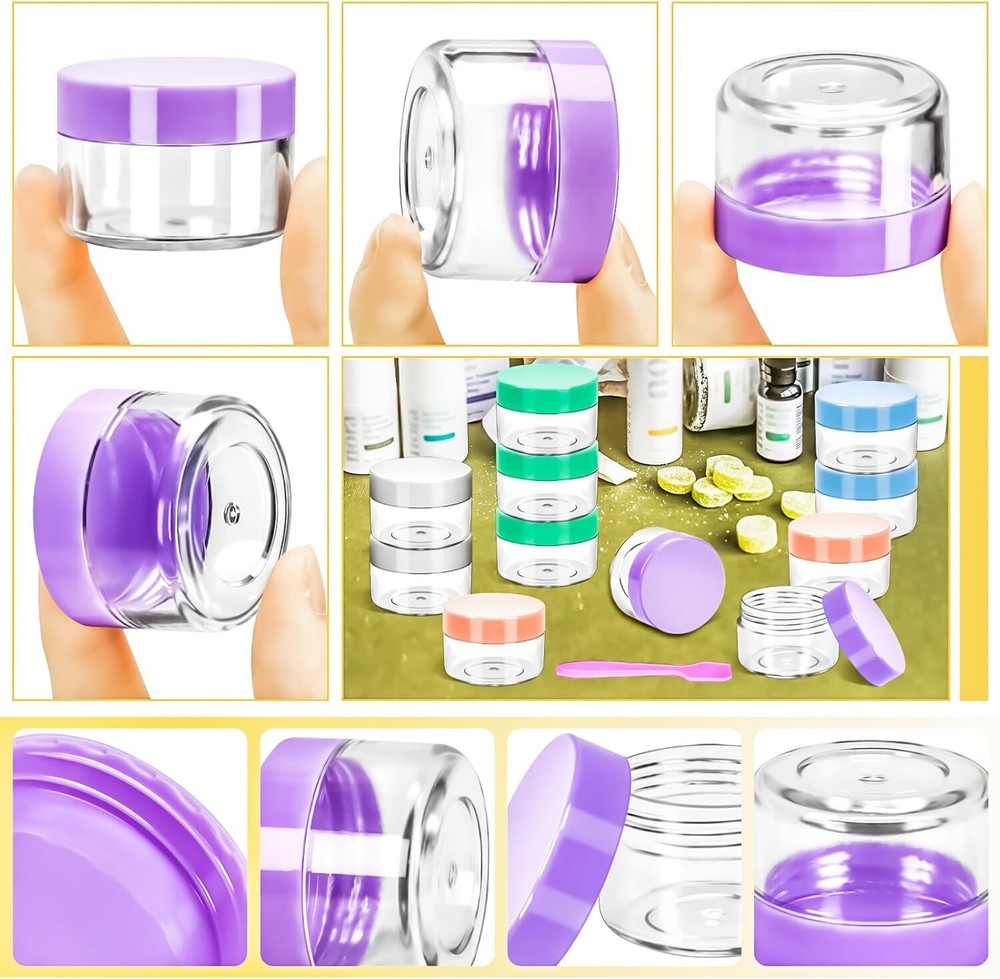MotBach 40 PCS 15g Empty Plastic Containers with Colored Lids,Small