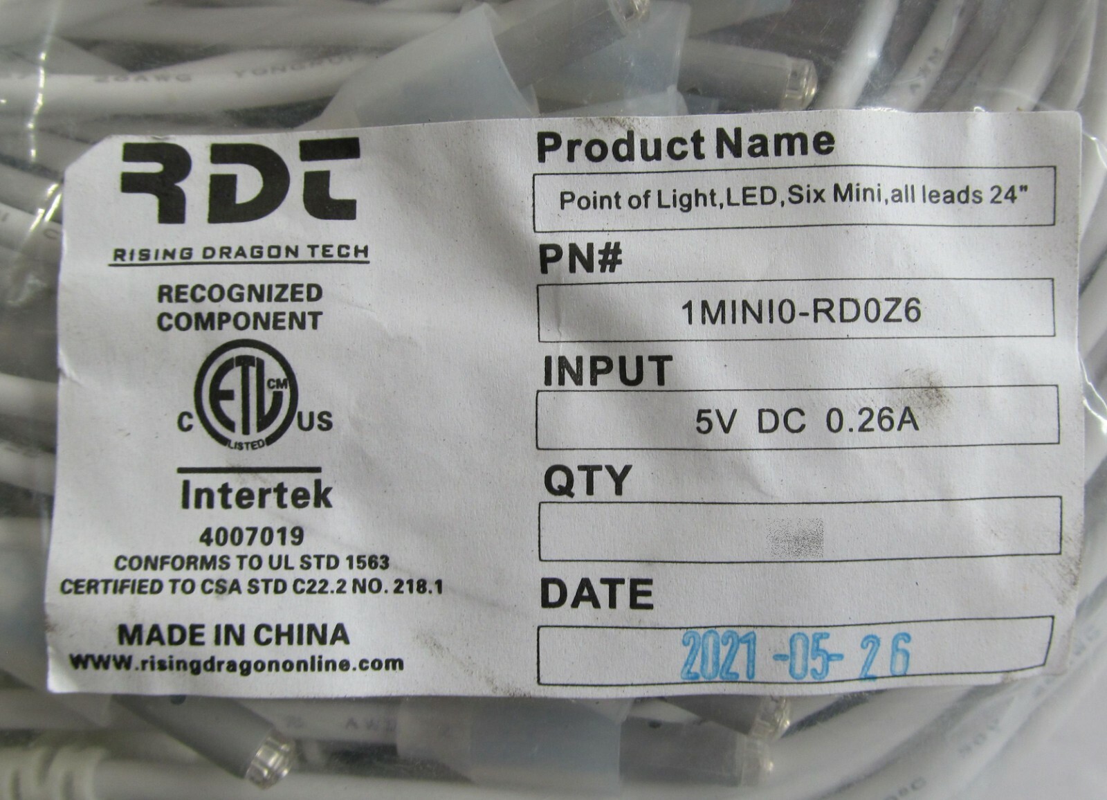 RISING DRAGON RDT 1MINI0-RD0Z6 6-LED DAISY CHAIN SPA/ HOT TUB LIGHT REPLACEMENT