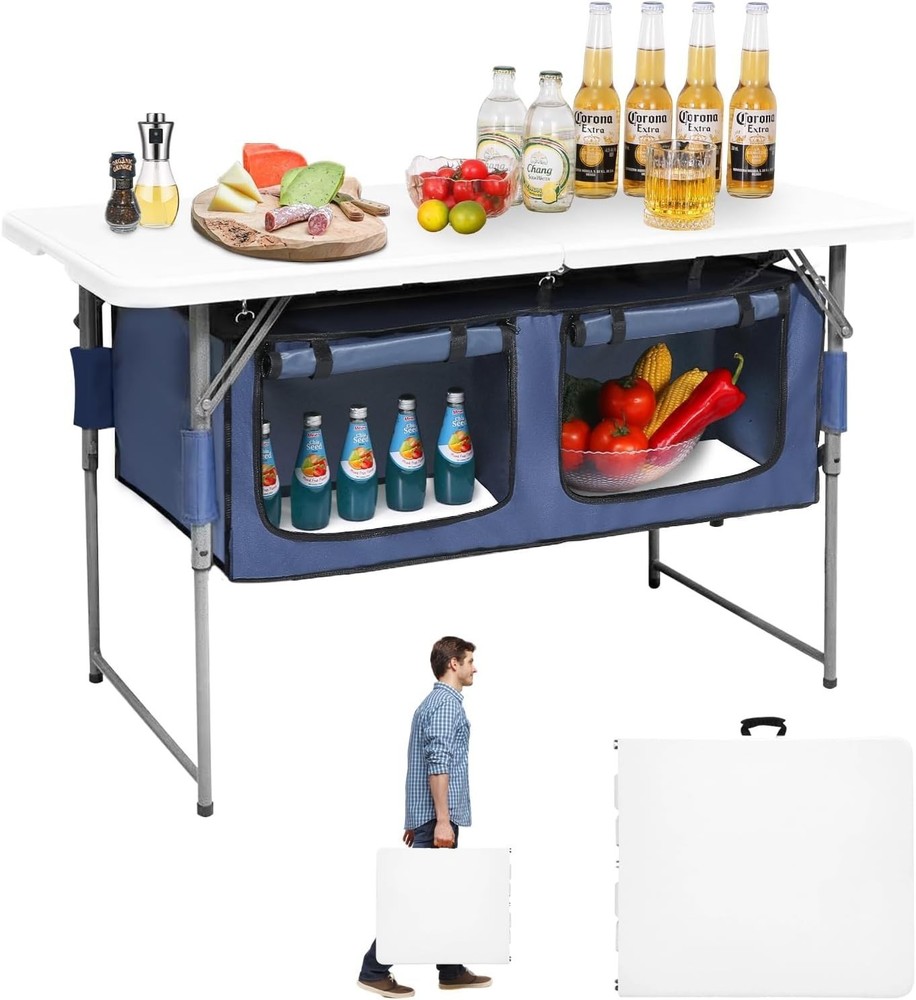 4FT Folding Table Portable Heavy Duty Rectangular Folding Utility Table Quick