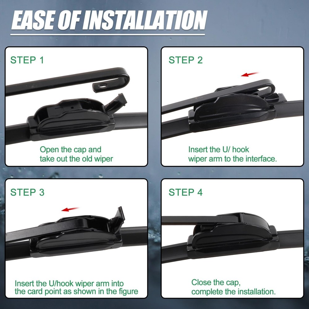 Double Sided Rubber Strips windshield wipers, Replace for 2008-2019 Highlande...