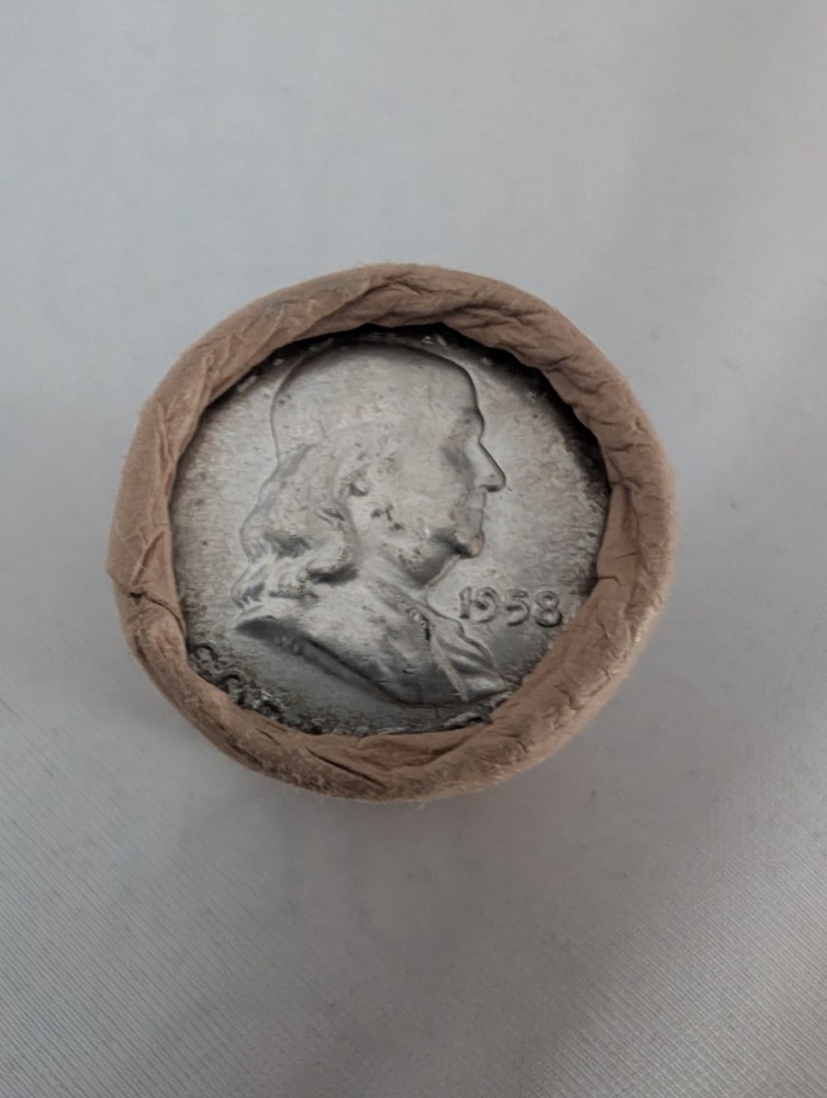 1958 OBW Franklin Half Roll - 90% SILVER