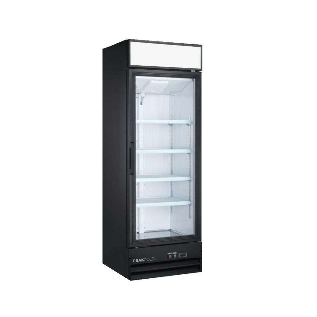 PEAKCOLD Single Glass Door Retail Display Freezer Merchandiser - 13 Cu. Ft