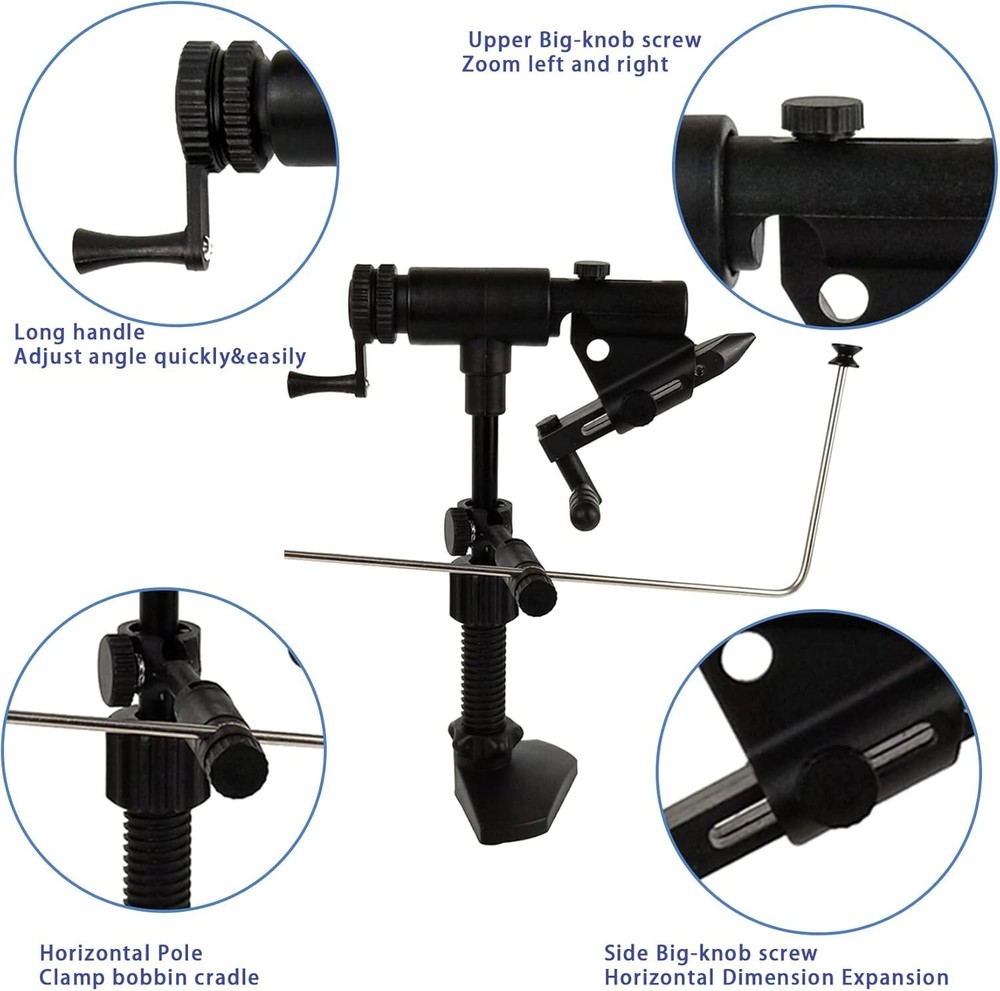 Riverruns Quality Rotary Fly Tying Vise Fly Tying Tools Fly Tying Materials