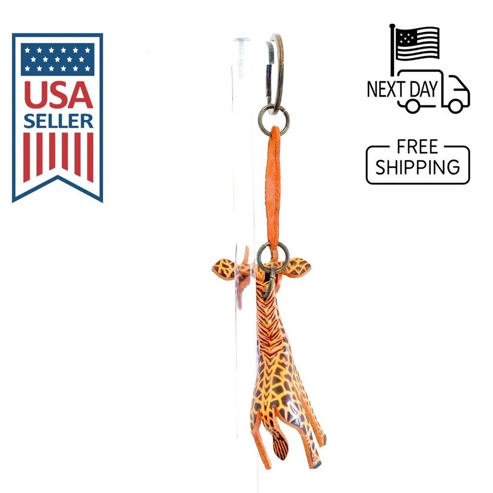 Giraffe Handmade Leather Keyring