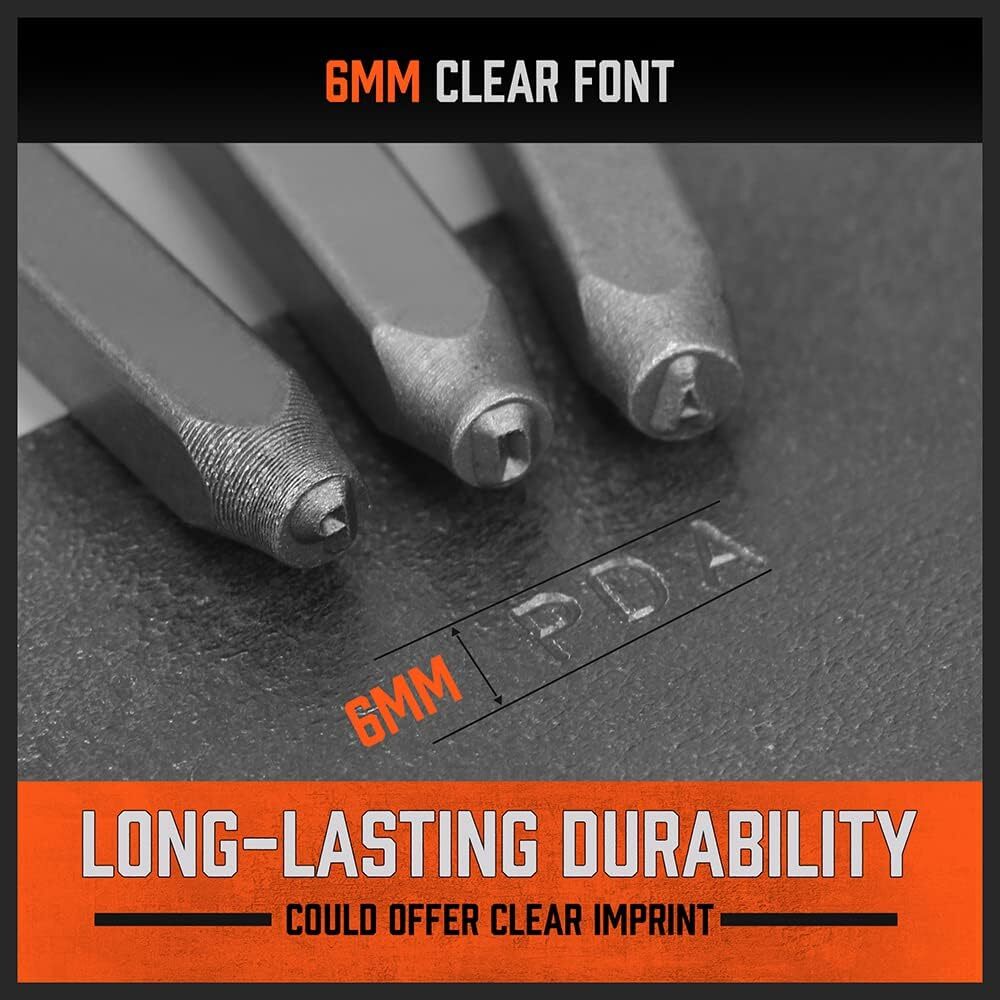 37PC Number & Letter Stamp Punch Set 1/4 6mm (A-Z&0-9+Star) Plastic Wood Leather