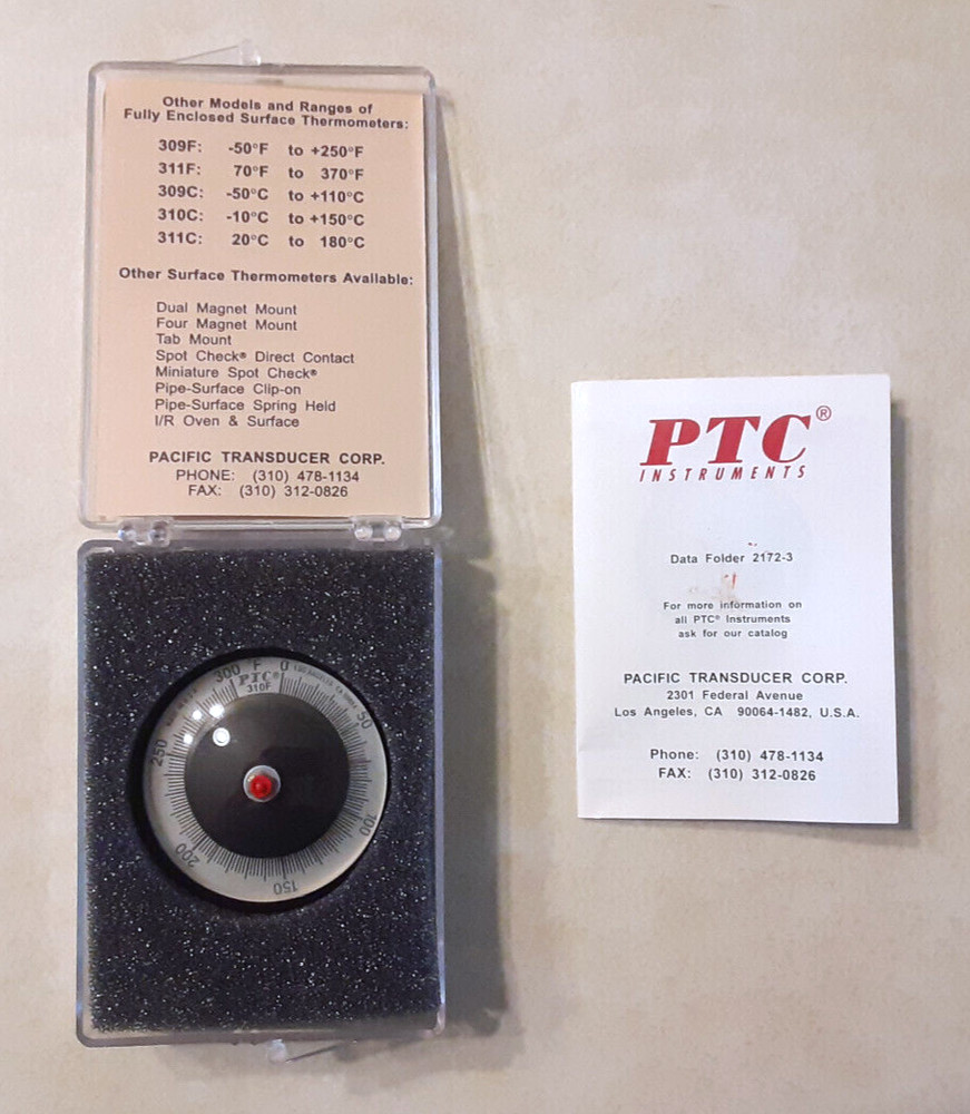 PTC Instruments 310F Surface Thermometer 0-300F Degrees Vintage Model w/ Case