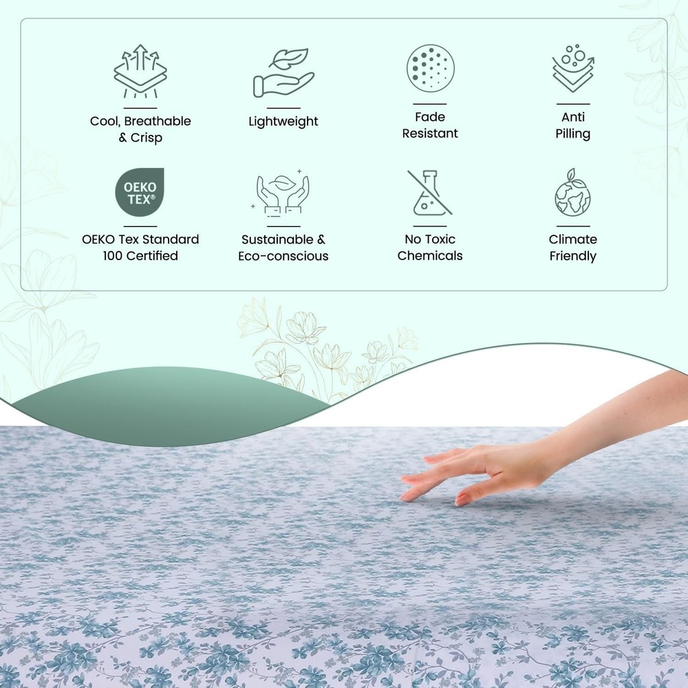 Feather & Stitch Softest 100% Cotton Sheets, 300 Thread Count Percale Weave B...