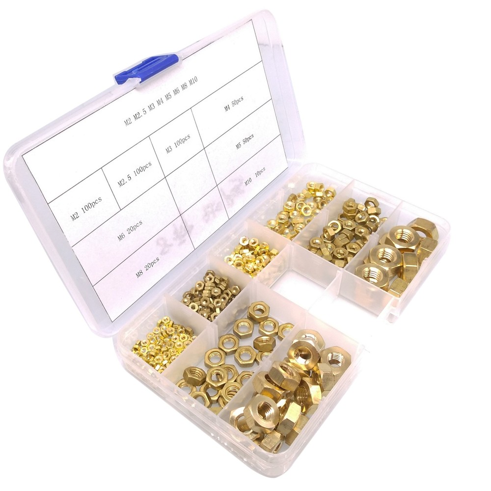 450pcs Metric Thread Insert Screw Brass Hex Nut Assortment Kit