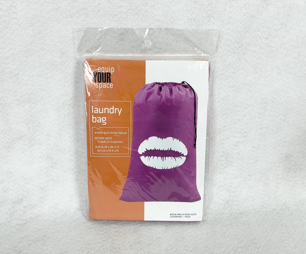 Pull String Laundry Kiss Me Lips Bag 24” X 36” Holds 2 Loads New