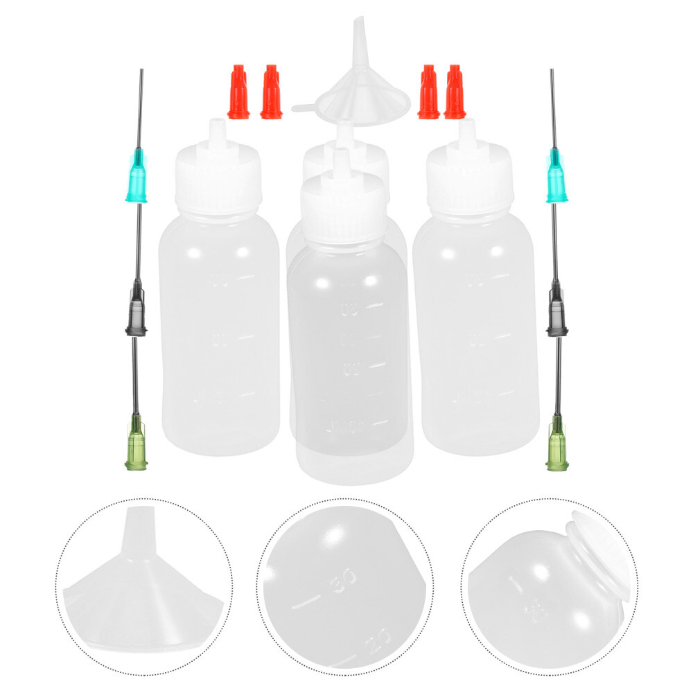 Pigment Bottle Set Transparent Precision Tip Applicator Needle Oiler Bottles