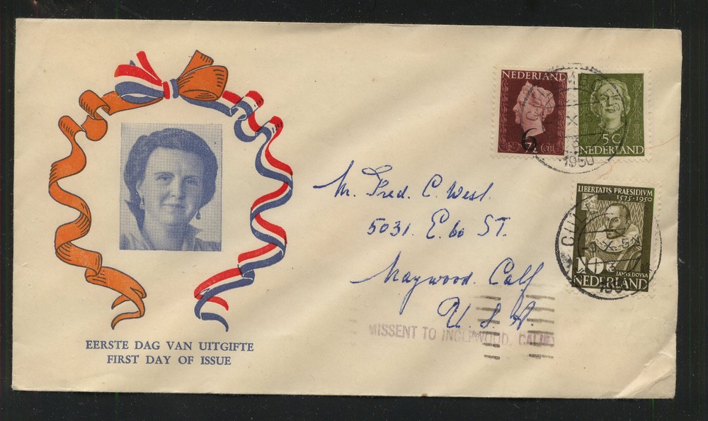 Netherlands  nice cachet  cover  1950        KL0218
