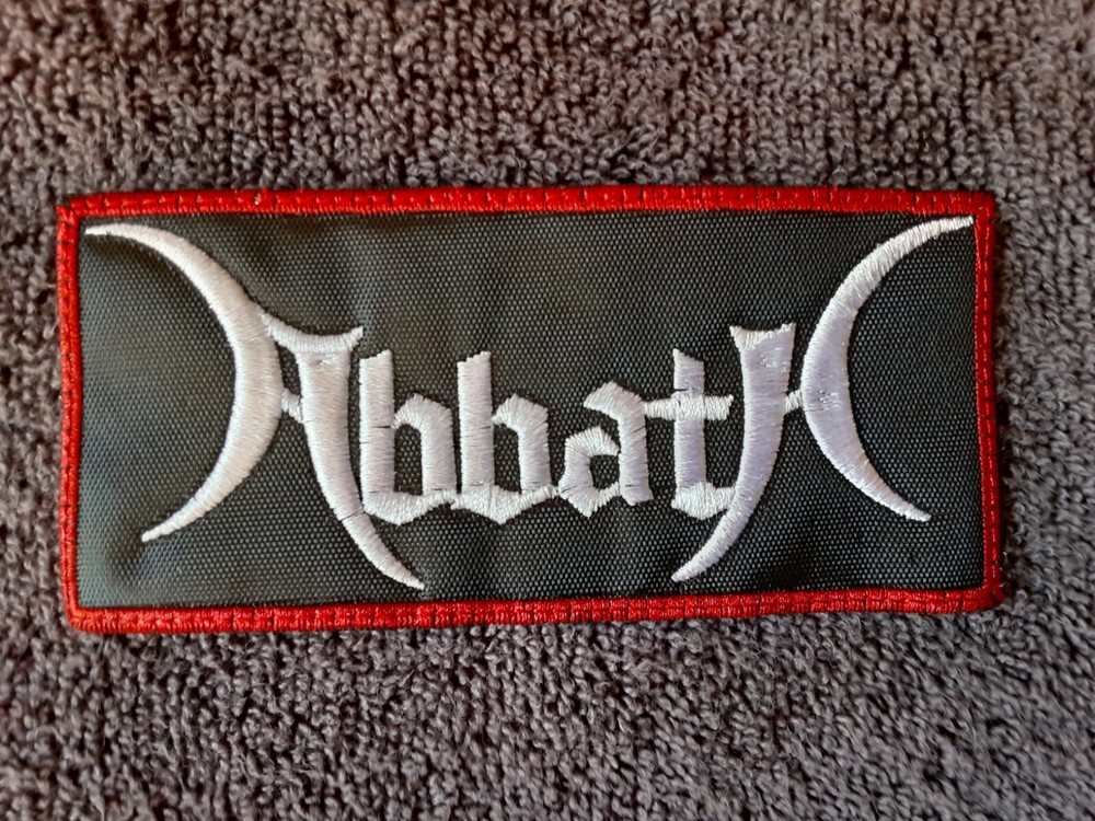 ABBATH,SEW ON WHITE WITH RED BORDER EMBROIDERED PATCH